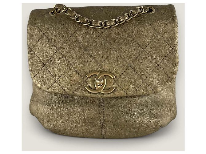 Borsa a flap in caviale Chanel D'oro Bronzo - vista 18