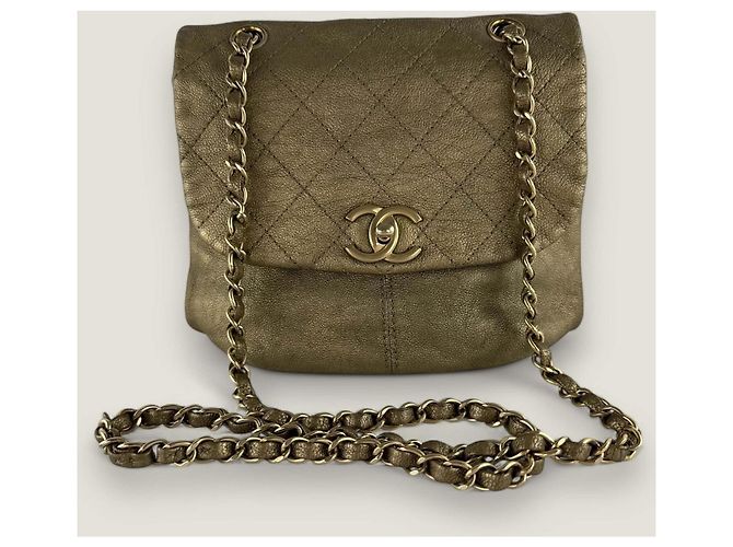 Borsa a flap in caviale Chanel D'oro Bronzo - vista 3