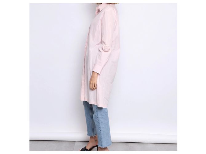 Abito chemise Chanel in cotone a righe rosa - vista 12
