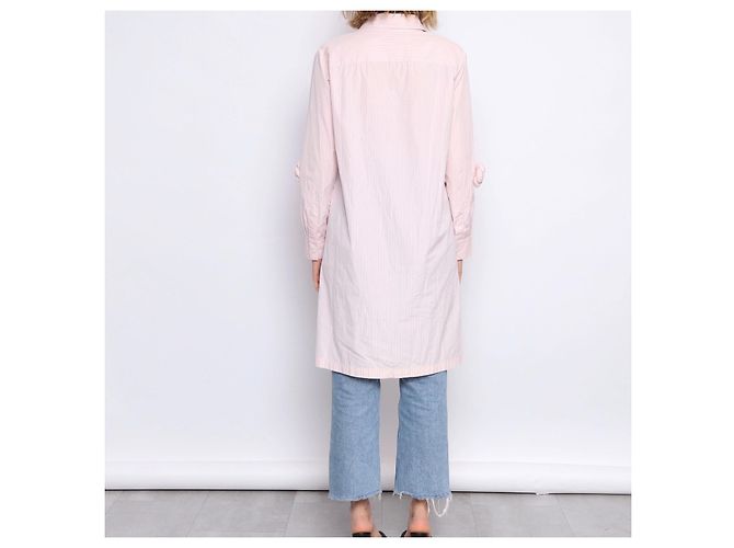 Abito chemise Chanel in cotone a righe rosa - vista 13