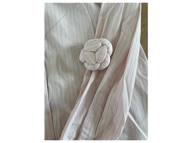 Abito chemise Chanel in cotone a righe rosa - vista 2