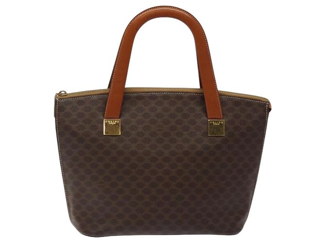 Céline Borsa a mano in tela Macadam CELINE in pelle PVC marrone oro Auth 119138 D'oro - vista 13