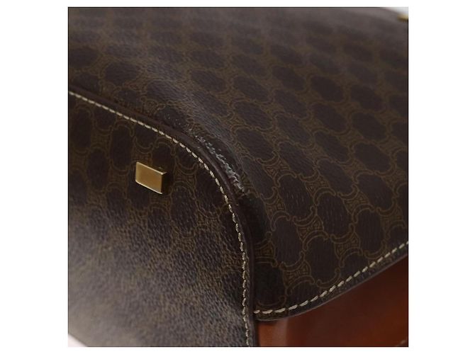 Céline Borsa a mano in tela Macadam CELINE in pelle PVC marrone oro Auth 119138 D'oro - vista 16