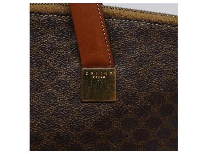 Céline Borsa a mano in tela Macadam CELINE in pelle PVC marrone oro Auth 119138 D'oro - vista 18