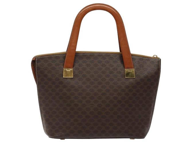 Céline Borsa a mano in tela Macadam CELINE in pelle PVC marrone oro Auth 119138 D'oro - vista 2