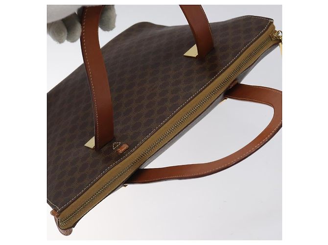 Céline Borsa a mano in tela Macadam CELINE in pelle PVC marrone oro Auth 119138 D'oro - vista 6