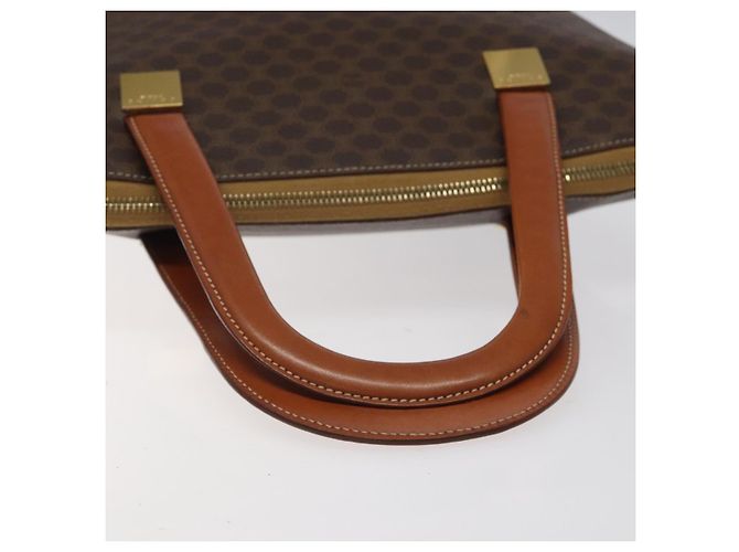 Céline Borsa a mano in tela Macadam CELINE in pelle PVC marrone oro Auth 119138 D'oro - vista 7