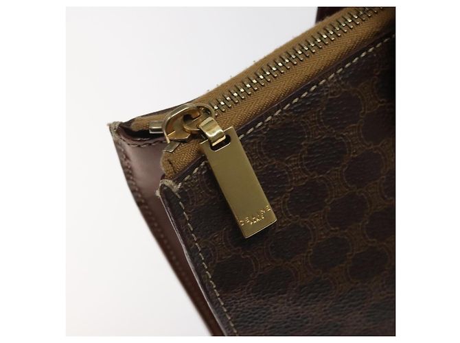 Céline Borsa a mano in tela Macadam CELINE in pelle PVC marrone oro Auth 119138 D'oro - vista 9