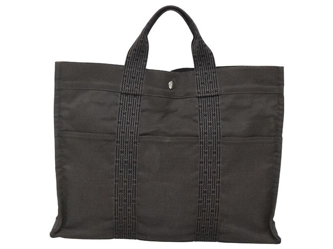 Hermès HERMES Handtasche Her Line MM aus grauem Canvas Auth sw509 Braun - Ansicht 13