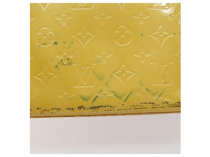 LOUIS VUITTON Bolso de Mano Monogram Vernis Houston Amarillo Lima M91055 LV Auth 119005 Dorado - vista 10