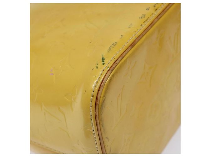 LOUIS VUITTON Bolso de Mano Monogram Vernis Houston Amarillo Lima M91055 LV Auth 119005 Dorado - vista 14