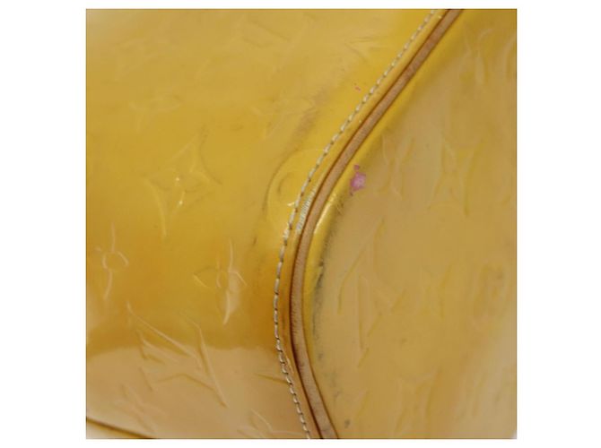 LOUIS VUITTON Bolso de Mano Monogram Vernis Houston Amarillo Lima M91055 LV Auth 119005 Dorado - vista 16