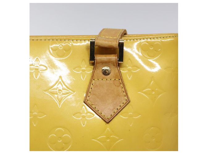 LOUIS VUITTON Bolso de Mano Monogram Vernis Houston Amarillo Lima M91055 LV Auth 119005 Dorado - vista 17