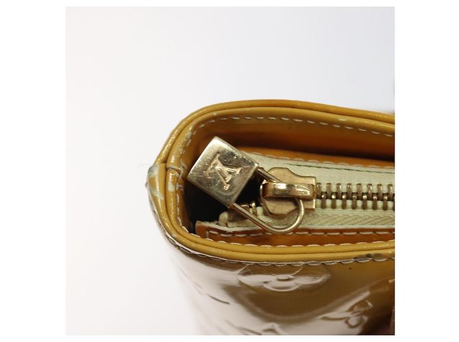 LOUIS VUITTON Bolso de Mano Monogram Vernis Houston Amarillo Lima M91055 LV Auth 119005 Dorado - vista 18