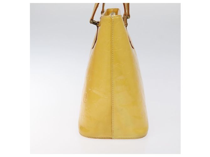 LOUIS VUITTON Bolso de Mano Monogram Vernis Houston Amarillo Lima M91055 LV Auth 119005 Dorado - vista 3