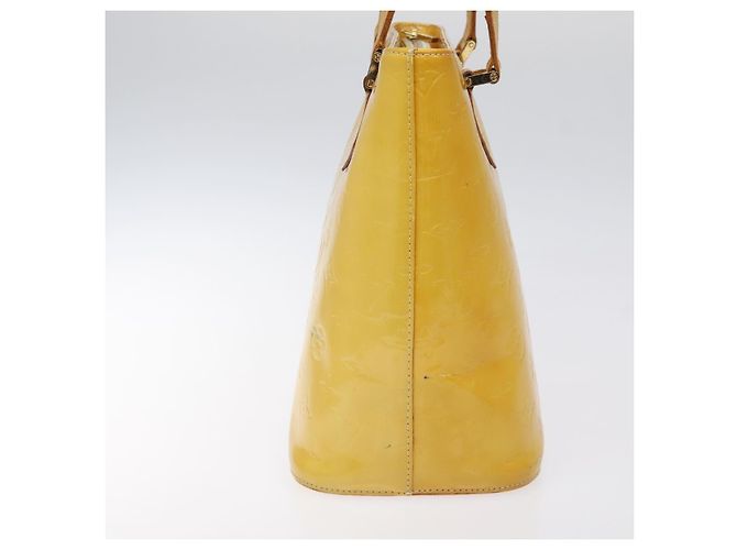 LOUIS VUITTON Bolso de Mano Monogram Vernis Houston Amarillo Lima M91055 LV Auth 119005 Dorado - vista 4