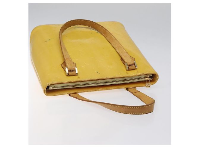 LOUIS VUITTON Bolso de Mano Monogram Vernis Houston Amarillo Lima M91055 LV Auth 119005 Dorado - vista 6