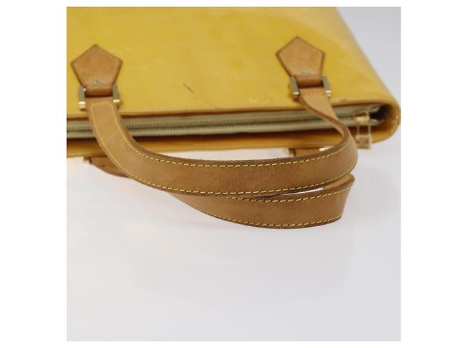 LOUIS VUITTON Bolso de Mano Monogram Vernis Houston Amarillo Lima M91055 LV Auth 119005 Dorado - vista 7