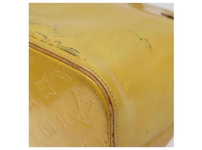 LOUIS VUITTON Bolso de Mano Monogram Vernis Houston Amarillo Lima M91055 LV Auth 119005 Dorado - vista 9