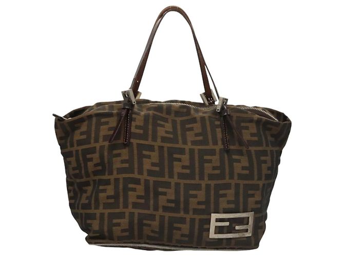 FENDI Zucca Canvas Handtasche Schwarz Braun Auth ep8782 - Ansicht 13