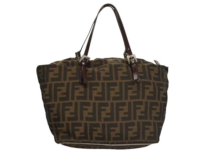 FENDI Zucca Canvas Handtasche Schwarz Braun Auth ep8782 - Ansicht 2