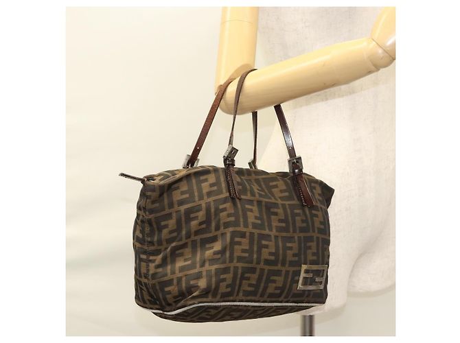 FENDI Zucca Canvas Handtasche Schwarz Braun Auth ep8782 - Ansicht 23