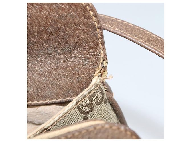 GUCCI GG Supreme Web Borsa Sherry Linea PVC Beige Oro 10 02 037 Auth 119034 D'oro - vista 10
