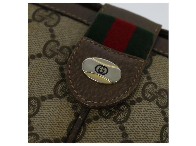 GUCCI GG Supreme Web Borsa Sherry Linea PVC Beige Oro 10 02 037 Auth 119034 D'oro - vista 17