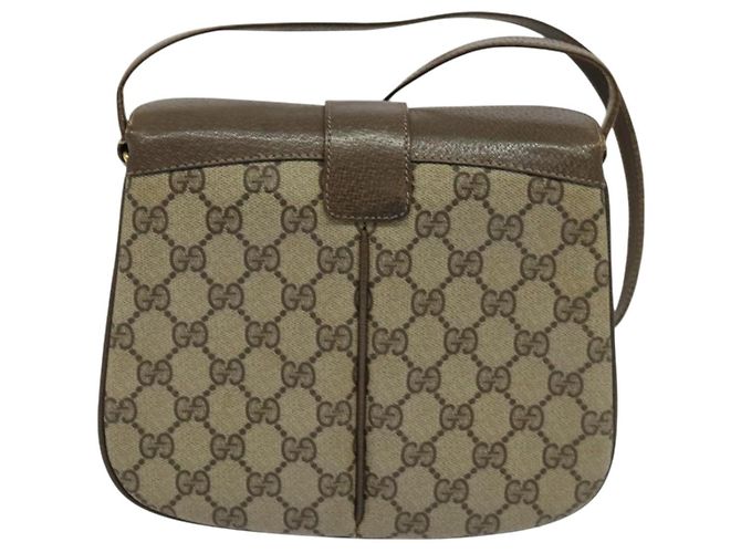 GUCCI GG Supreme Web Borsa Sherry Linea PVC Beige Oro 10 02 037 Auth 119034 D'oro - vista 2