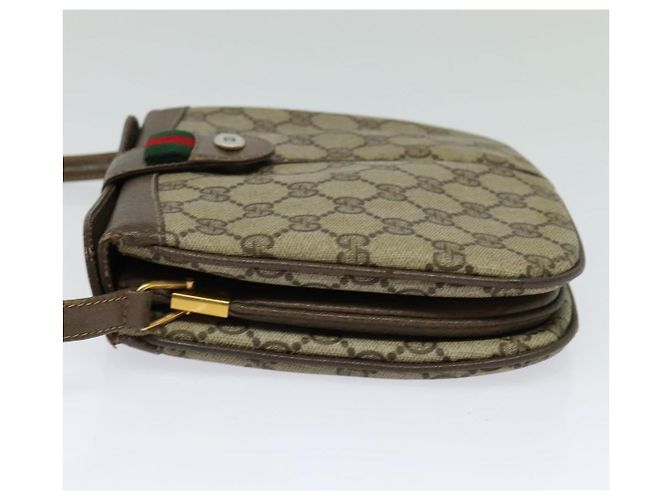 GUCCI GG Supreme Web Borsa Sherry Linea PVC Beige Oro 10 02 037 Auth 119034 D'oro - vista 3