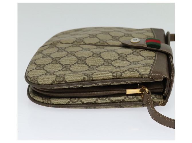 GUCCI GG Supreme Web Borsa Sherry Linea PVC Beige Oro 10 02 037 Auth 119034 D'oro - vista 4