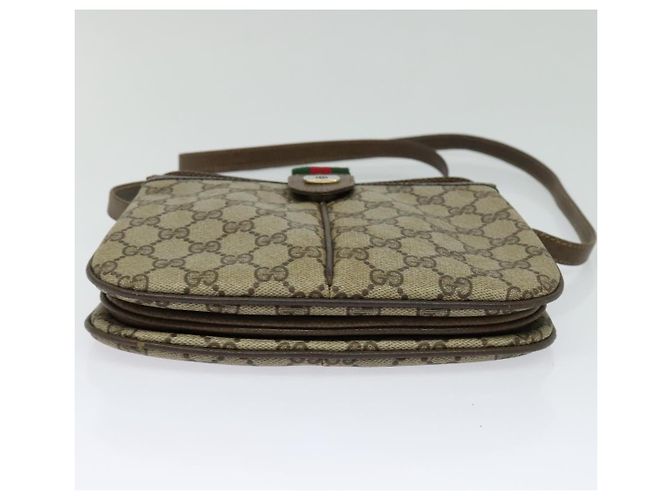 GUCCI GG Supreme Web Borsa Sherry Linea PVC Beige Oro 10 02 037 Auth 119034 D'oro - vista 5