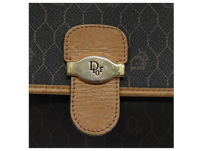 Borsa a spalla in tela a nido d'ape Christian Dior PVC nera e dorata Auth bs24741 Nero D'oro - vista 10