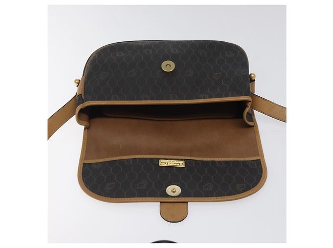 Borsa a spalla in tela a nido d'ape Christian Dior PVC nera e dorata Auth bs24741 Nero D'oro - vista 11