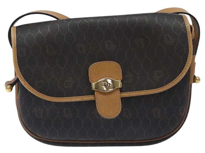 Borsa a spalla in tela a nido d'ape Christian Dior PVC nera e dorata Auth bs24741 Nero D'oro - vista 13