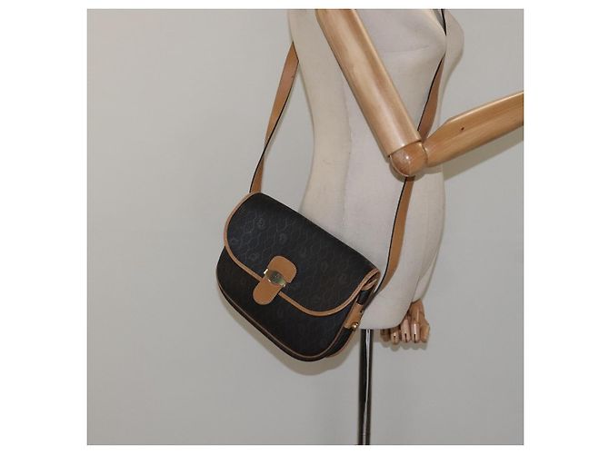 Borsa a spalla in tela a nido d'ape Christian Dior PVC nera e dorata Auth bs24741 Nero D'oro - vista 21