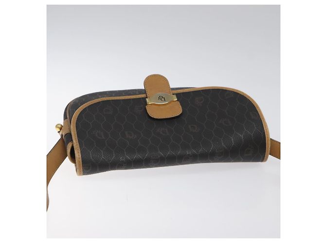 Borsa a spalla in tela a nido d'ape Christian Dior PVC nera e dorata Auth bs24741 Nero D'oro - vista 6
