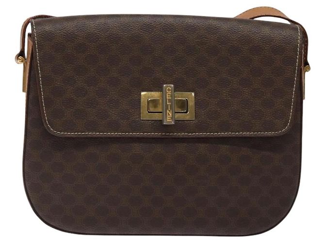 Céline Borsa a spalla in tela Macadam CELINE PVC marrone oro Auth 119057 D'oro - vista 13