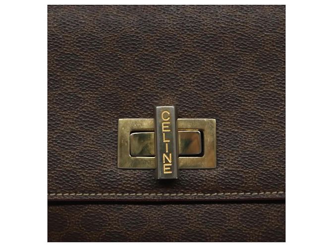 Céline Borsa a spalla in tela Macadam CELINE PVC marrone oro Auth 119057 D'oro - vista 17