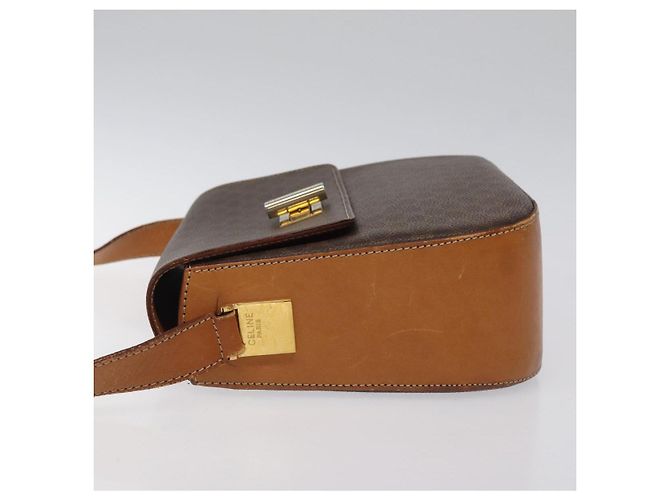 Céline Borsa a spalla in tela Macadam CELINE PVC marrone oro Auth 119057 D'oro - vista 4