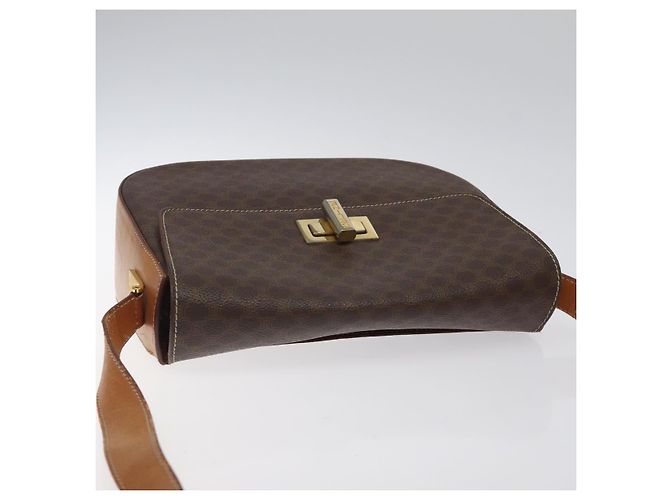 Céline Borsa a spalla in tela Macadam CELINE PVC marrone oro Auth 119057 D'oro - vista 6