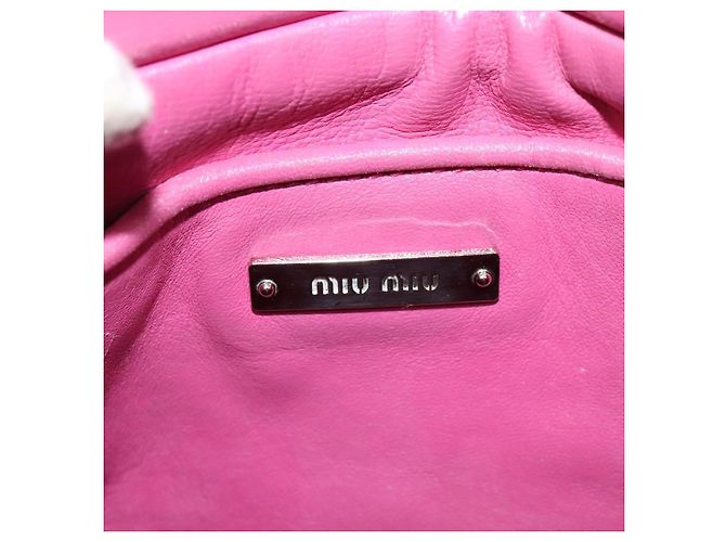 Borsa a mano in pelle Miu Miu Matelassé Bijoux 2way Rosa Argento Auth 119162 - vista 18