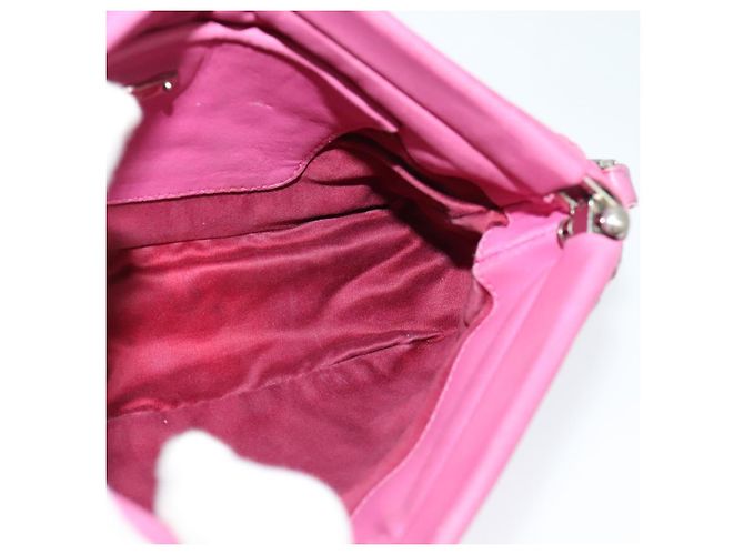 Borsa a mano in pelle Miu Miu Matelassé Bijoux 2way Rosa Argento Auth 119162 - vista 19