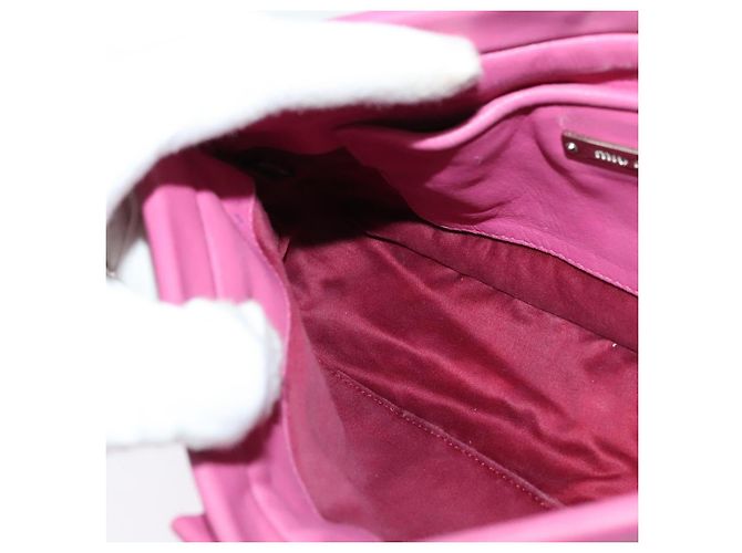Borsa a mano in pelle Miu Miu Matelassé Bijoux 2way Rosa Argento Auth 119162 - vista 20
