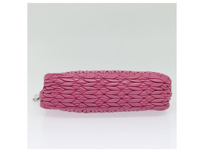 Borsa a mano in pelle Miu Miu Matelassé Bijoux 2way Rosa Argento Auth 119162 - vista 5