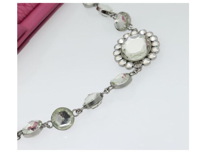 Borsa a mano in pelle Miu Miu Matelassé Bijoux 2way Rosa Argento Auth 119162 - vista 7