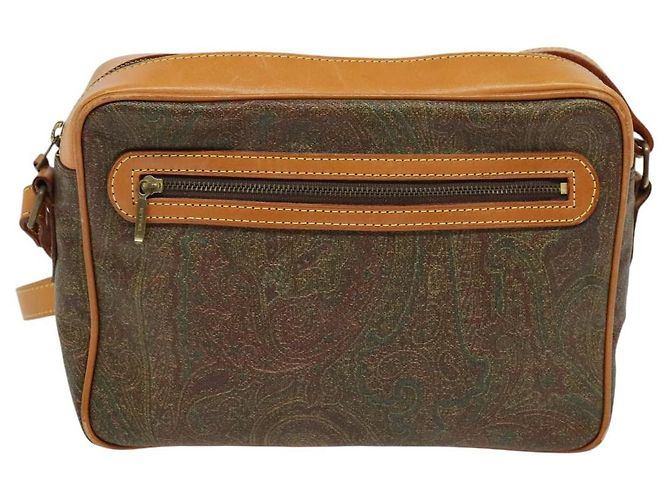 ETRO Borsa a Spalla Paisley PVC Marrone Oro Auth am8284 D'oro - vista 13