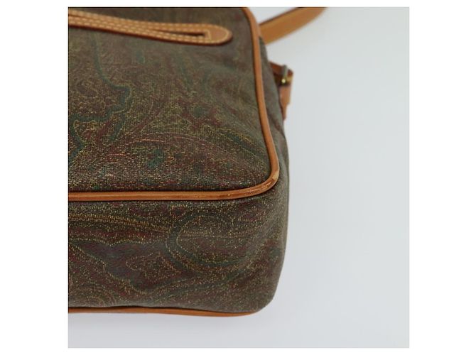 ETRO Borsa a Spalla Paisley PVC Marrone Oro Auth am8284 D'oro - vista 14