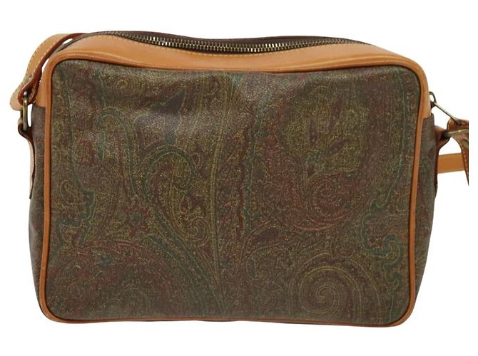 ETRO Borsa a Spalla Paisley PVC Marrone Oro Auth am8284 D'oro - vista 2