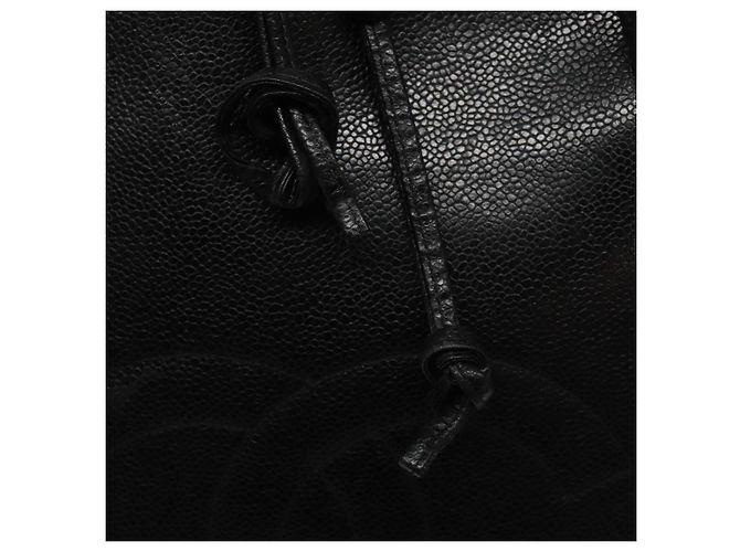 CHANEL COCO Borsa a Mano Mark Pelle Caviar Nera Oro CC Auth yk17997 Nero D'oro - vista 10